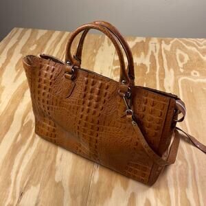 Claudia Firenze Made in Italy Croc-Embossed Leather Bag – Excellent Condition